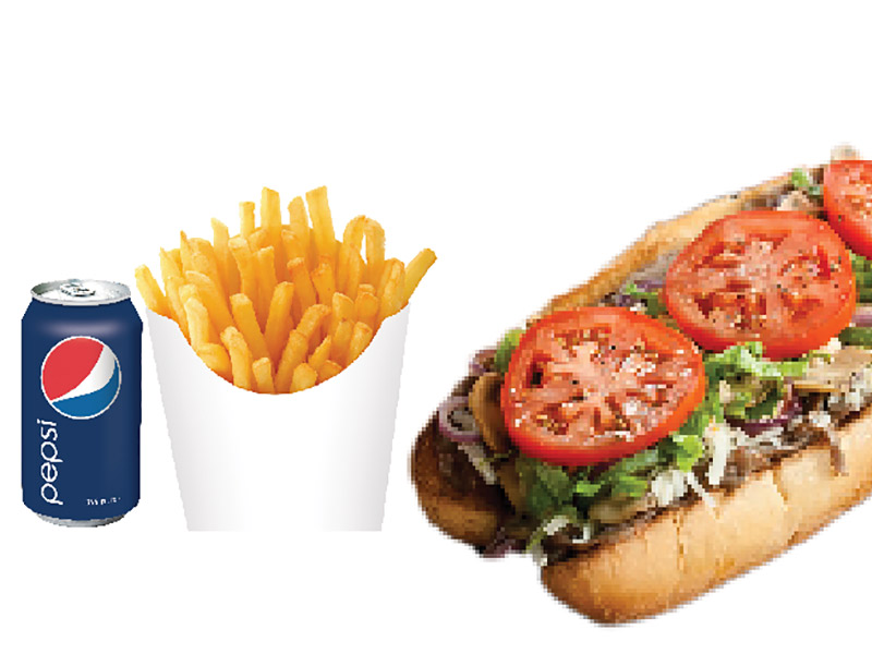 Submarine + fries + 1 drink (355ml)