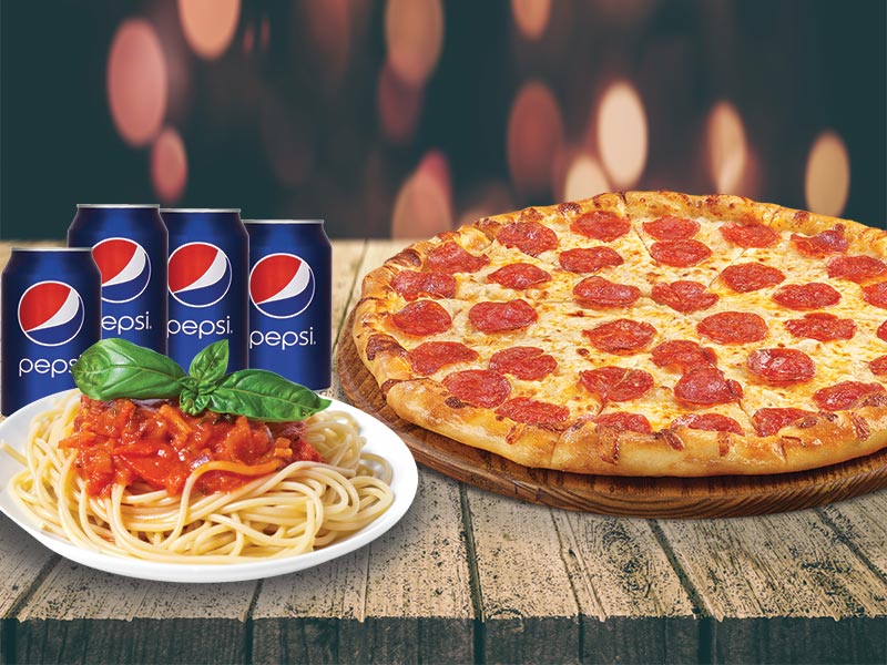 #8) - 1 Pizza 14" or large spaghetti or 1 large lasagna or large poutine