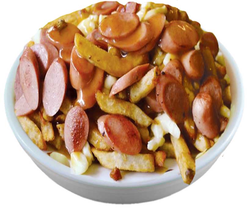 Poutine with sausages