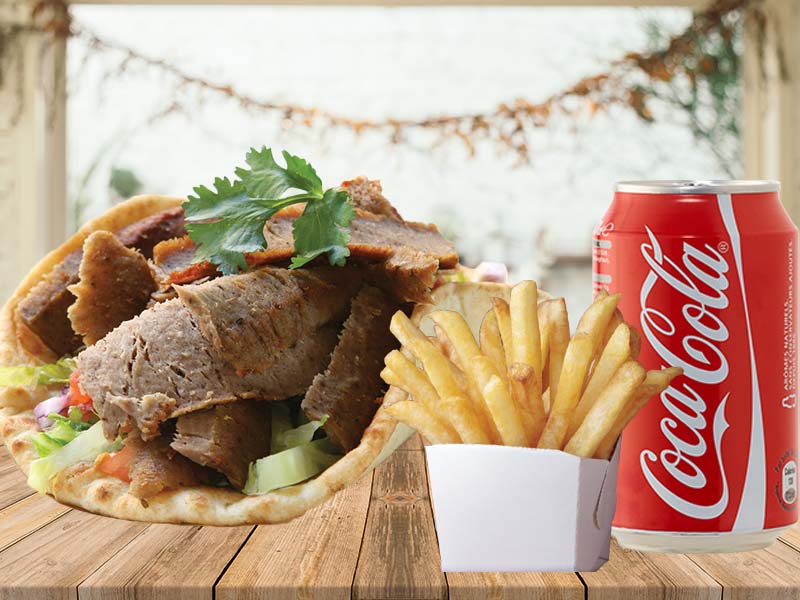 #7)  Pita gyros + Fries + 1 liqueur