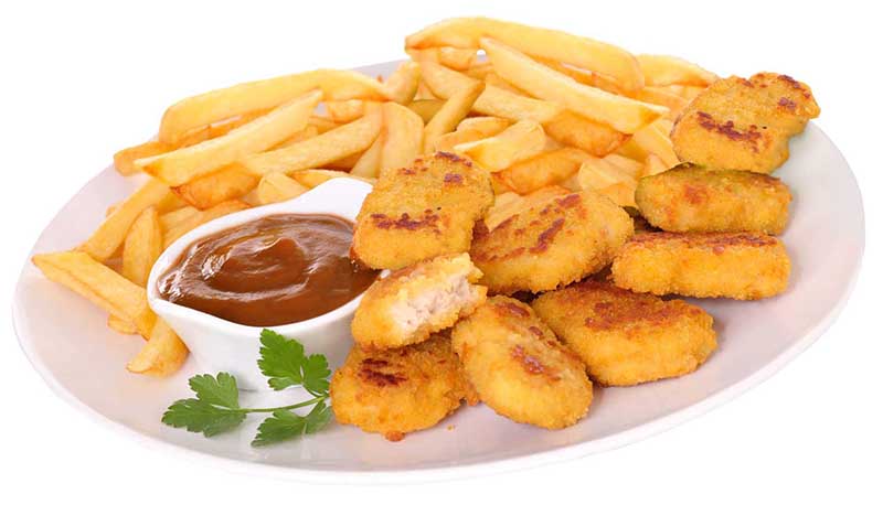 A6)  Plate of chicken nuggets