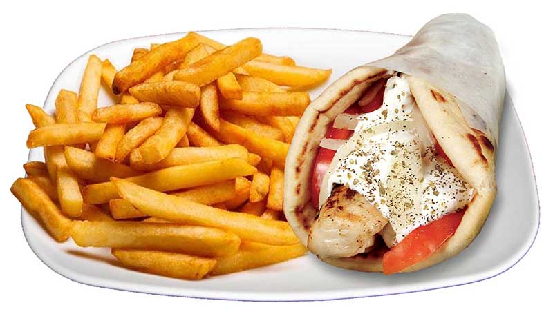 Chicken pita with fries