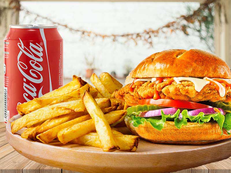 #6) Chicken burger + Fries + 1 Soft drink