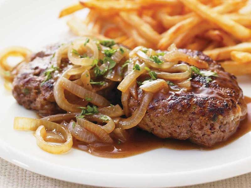 HAMBURGER STEAK WITH FRIED ONIONS