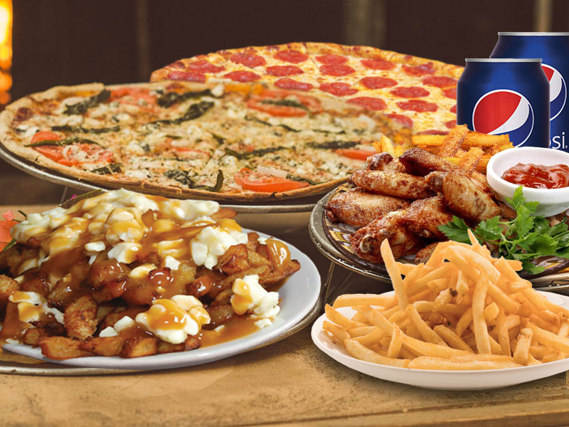 1 Pizza 12" + Magic Bread or Large Fries + 10 Chicken Wings + 2 Soft Drinks