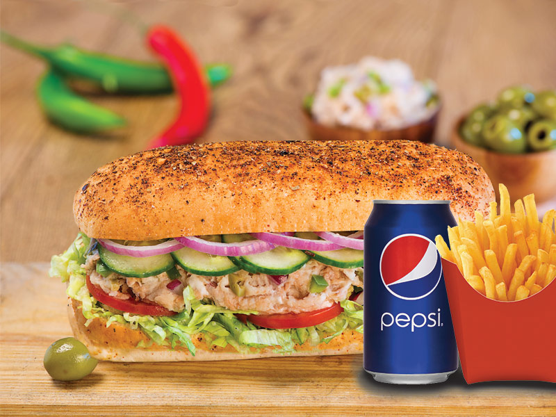 1 Submarine 7"+ 1 fries + 1 soft drink 355ml