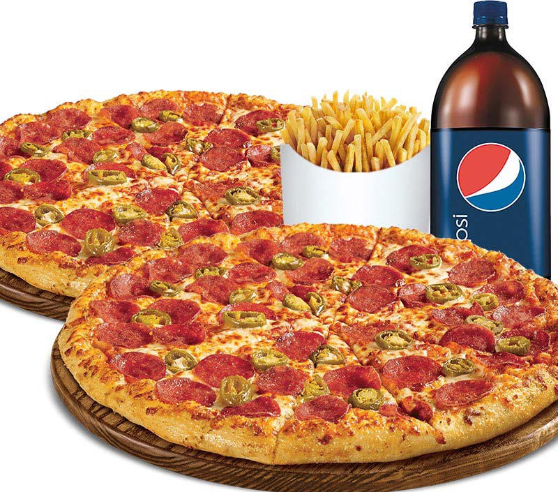 4 Bambino pizzas 8" (your choice) + 1 family fries + 2L soft drink