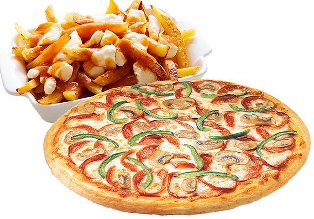 E) 1 pizza 10"  + 1 small poutine