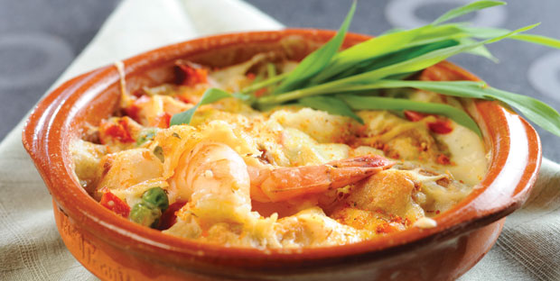 Garlic shrimp gratin